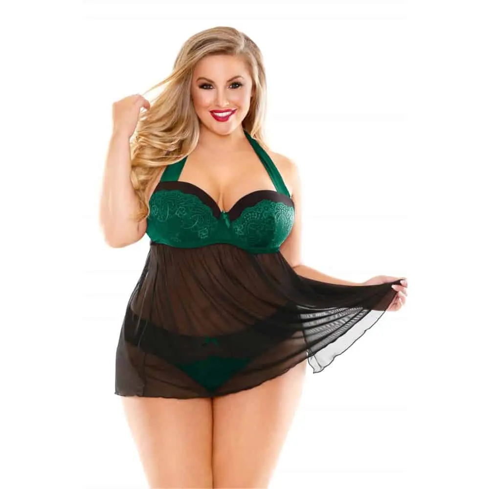 Curve Sonia Babydoll Set - Evergreen 3 Curve Sonia Babydoll Set - Evergreen
