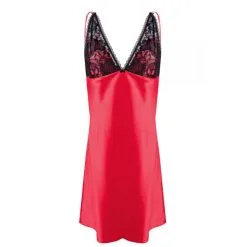 Debbie Slipdress Van Satijn En Kant - Rood -Verzorging Verkoop Debbie Slipdress van Satijn en Kant Rood 3