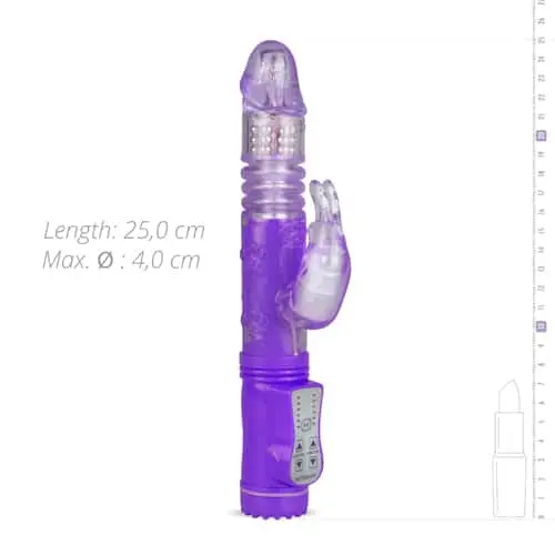 EasyToys Stotende Rabbit Vibrator - Paars 4 EasyToys Stotende Rabbit Vibrator - Paars - Afbeelding 2