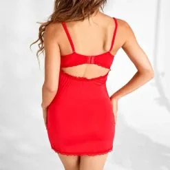 Jolierose Nachthemd Met Kanten Cups En String - Rood -Verzorging Verkoop Jolierose Nachthemd met Kanten Cups en String Rood 4