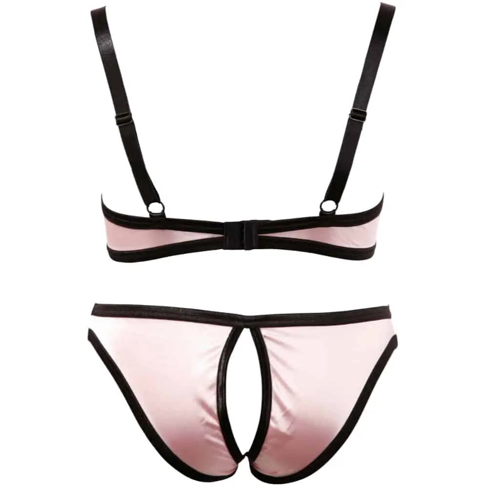 Katty Stoute Lingerie Set Met Open Cups En Kruis - Roze-Zwart 4 Katty Stoute Lingerie Set Met Open Cups En Kruis - Roze-Zwart - Afbeelding 2