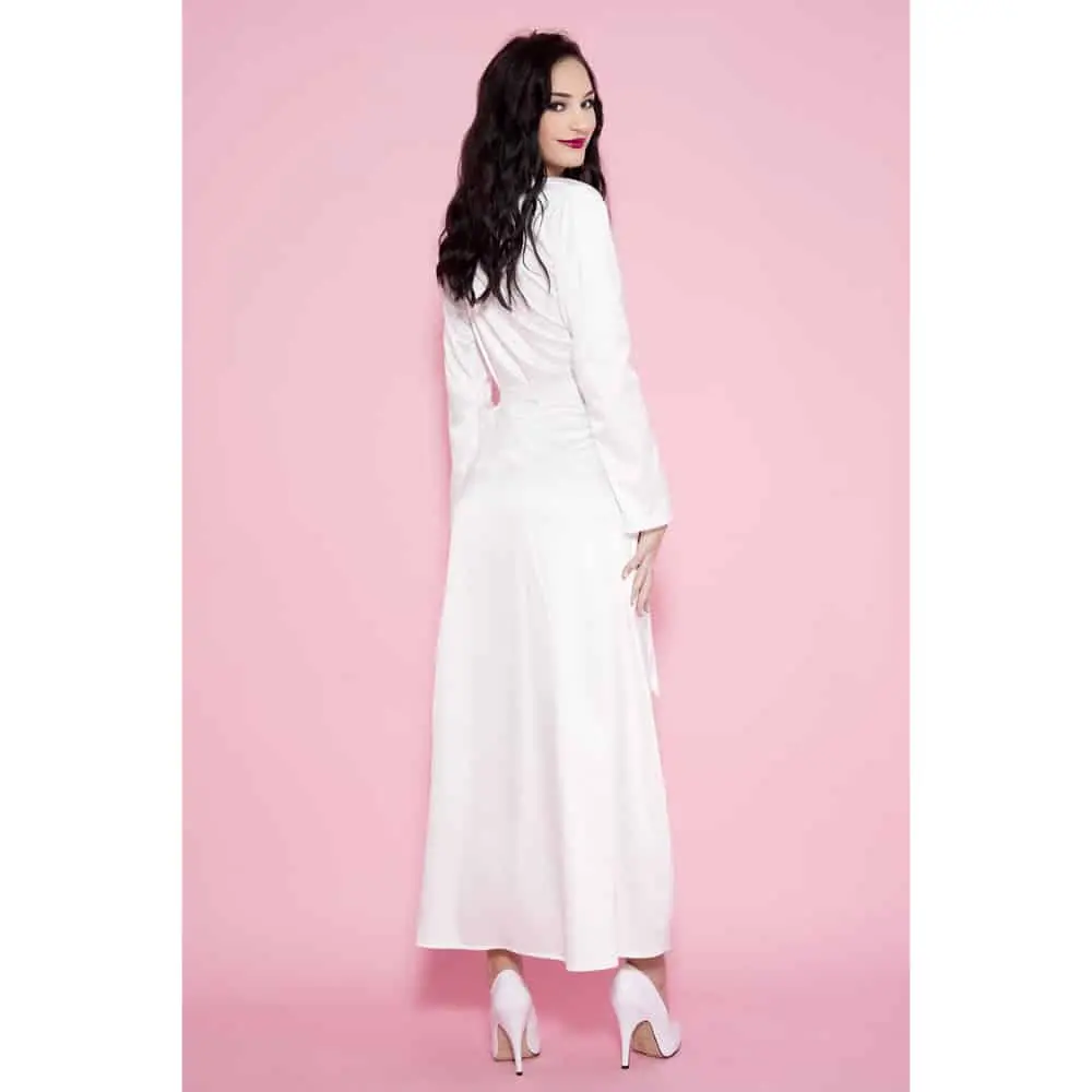 Lange Satijnen Kimono - Wit 4 Lange Satijnen Kimono - Wit - Afbeelding 2